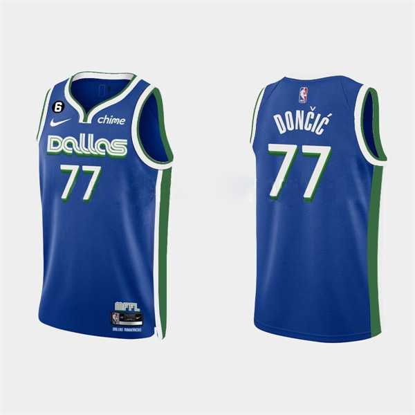 Men%27s Dallas Mavericks #77 Luka Doncic Blue Stitched Basketball Jersey Dzhi